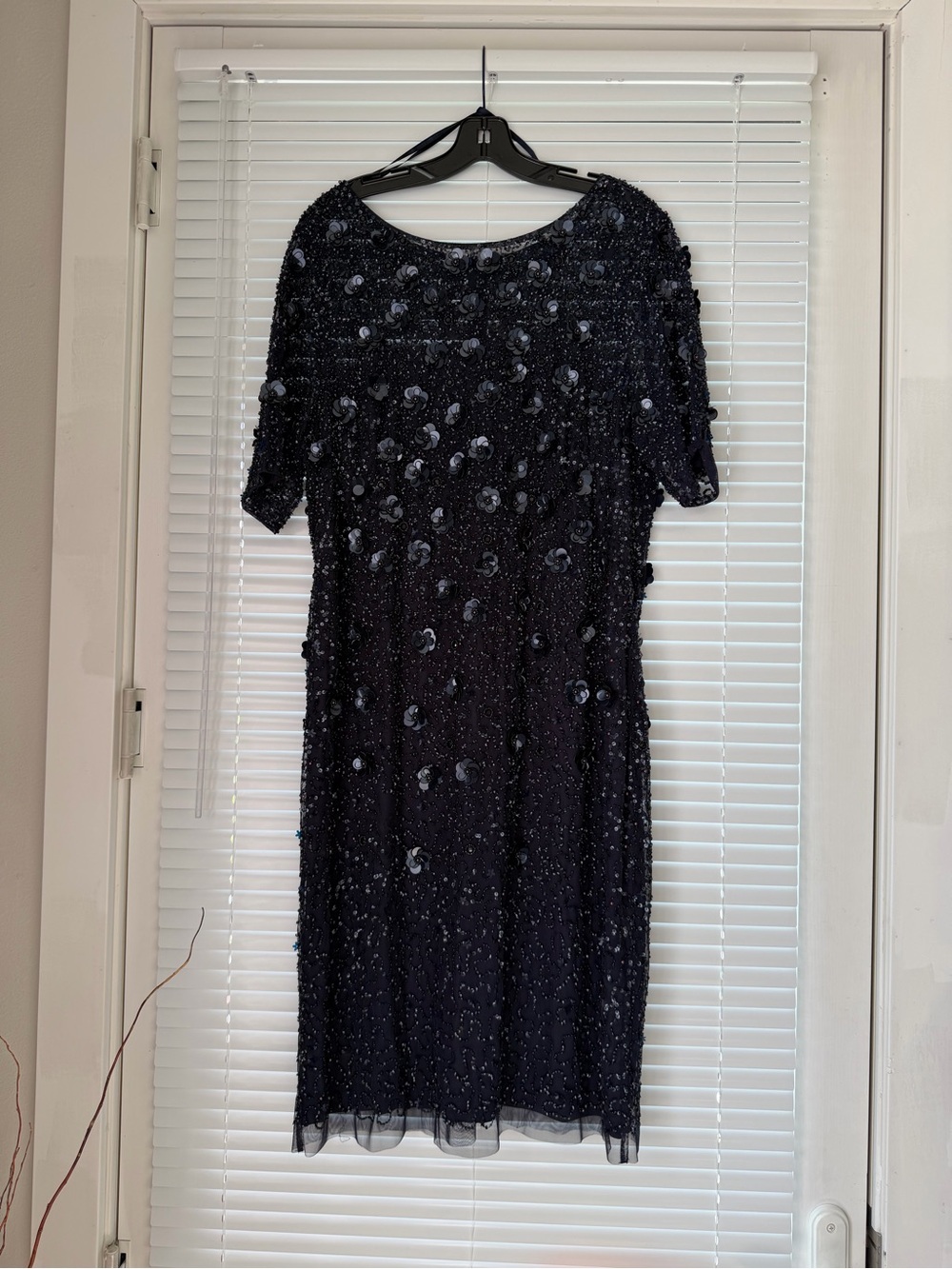 Adrianna Papell Navy Sequin Midi Dress